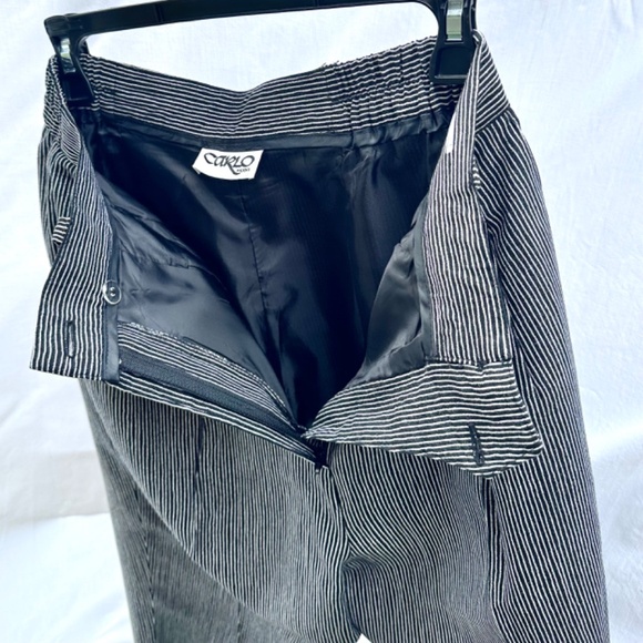 Vintage Micro Pin Stripe Cotton Blend Lined Pleated Trouser Pants - Picture 3 of 5